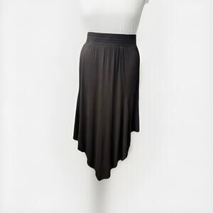 Living Doll Asymmetrical Shark Bite Handkerchief Midi Skirt Black Rayon Size XL